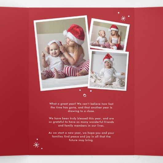 Nieuwe kerstfeestdag voor baby's drieluik wenskaart (Binnenkant midden)