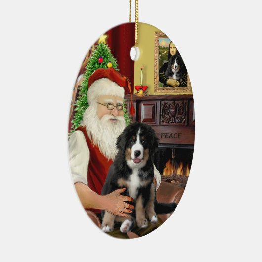 Nieuwe Kerstman - Berner Sennenhond Puppy (L) Keramisch Ornament (Rechts)