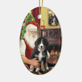 Nieuwe Kerstman - Berner Sennenhond Puppy (L) Keramisch Ornament (Links)