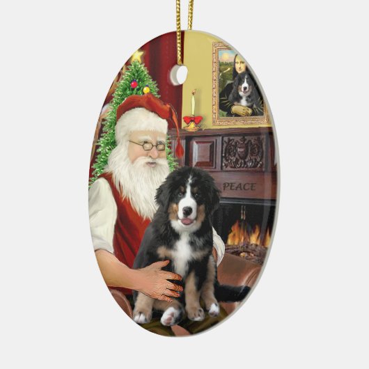 Nieuwe Kerstman - Berner Sennenhond Puppy (L) Keramisch Ornament (Links)