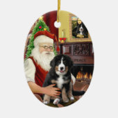 Nieuwe Kerstman - Berner Sennenhond Puppy (L) Keramisch Ornament (Voorkant)