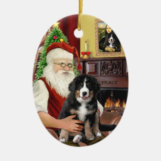 Nieuwe Kerstman - Berner Sennenhond Puppy (L) Keramisch Ornament (Voorkant)