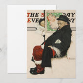 Nieuwe Kerstman in de trein Norman Rockwell The Sa Feestdagenkaart (Voorkant / Achterkant)