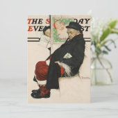 Nieuwe Kerstman in de trein Norman Rockwell The Sa Feestdagenkaart (Staand voorkant)