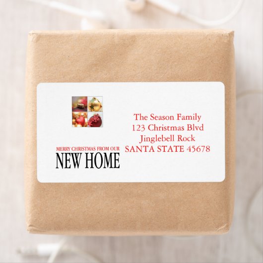 Nieuwe kerstsierenkollage voor thuisgebruik etiket (Insitu)