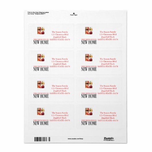 Nieuwe kerstsierenkollage voor thuisgebruik etiket (Full Sheet)