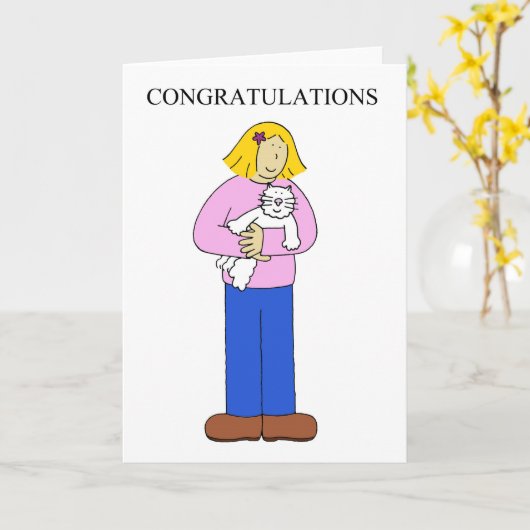 Nieuwe kitten/kat gefeliciteerd. kaart (Gele Bloem)