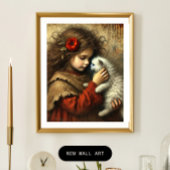 Nieuwe Kitten, Nieuwe Liefde - Jong meisje en Katt Poster