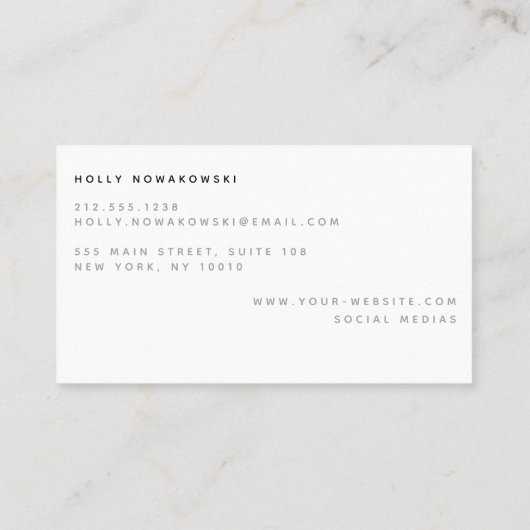 Nieuwe klassieke minimalistische moderne grafische visitekaartje (Achterkant)