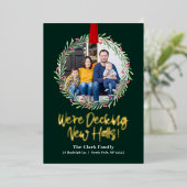 Nieuwe krans FOIL Kerst verhuisbericht Folie Feestdagenkaart (Staand Voorkant)