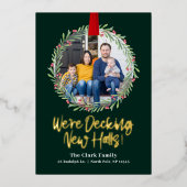 Nieuwe krans FOIL Kerstactie verhuisbericht Folie Feestdagenkaart (Voorkant)