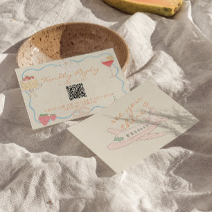 Nieuwe Kunst Getekende Bestemming QR-code Trouwen RSVP Kaartje