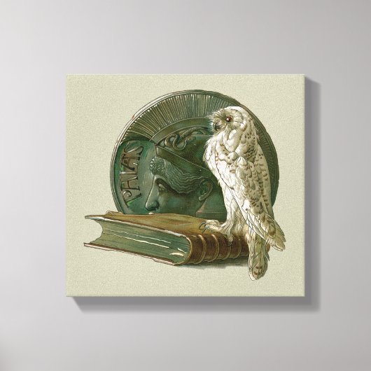  nieuwe kunst met een owl, munt en boek canvas afdruk (Voorkant)