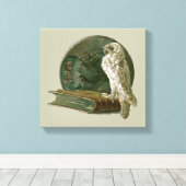  nieuwe kunst met een owl, munt en boek canvas afdruk (Insitu (Houten vloer))