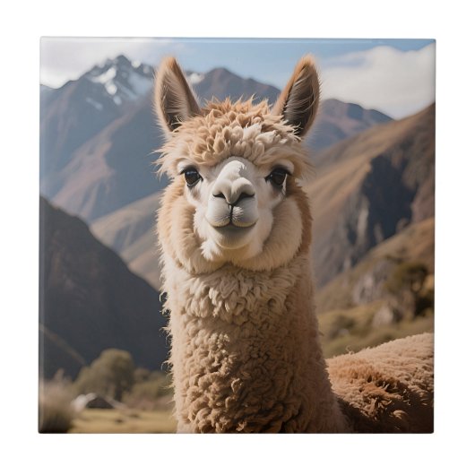 Nieuwe Lama Berg Portret Tegeltje (Voorkant)