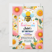 nieuwe lente daisy geel eerste 1e bijendag verjaar kaart (Voorkant)