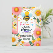 nieuwe lente daisy geel eerste 1e bijendag verjaar kaart (Staand voorkant)