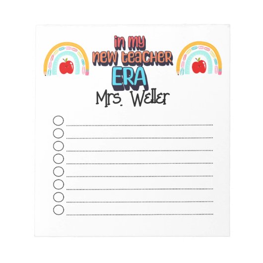 Nieuwe leraar gepersonaliseerd Terug naar school t Notitieblok (Voorkant)