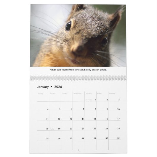 Nieuwe levensles Funny Squirrel Calendar Kalender (Jan 2026)