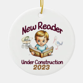 Nieuwe lezer in aanbouw keramisch ornament