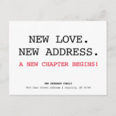 Nieuwe liefde Adres Eenvoudige Minimalistische Bew Aankondigingskaart (Voorkant)