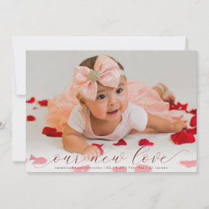 Nieuwe liefde elegante script 2 foto geboorteaanko kaart