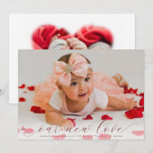 Nieuwe liefde elegante script 2 foto geboorteaanko kaart (Voorkant / Achterkant)