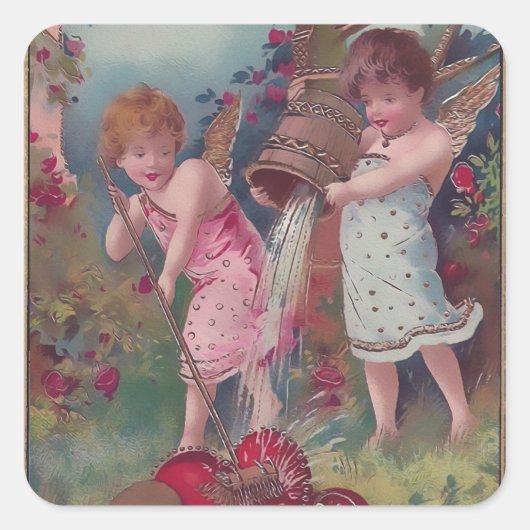 Nieuwe Liefde & Harten Vierkante Sticker (Voorkant)