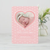 Nieuwe Liefde Roze Foto Geboorteaankondiging Aankondiging (Staand voorkant)