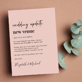 Nieuwe locatie Blush Roze Huwelijksupdate Aankondiging