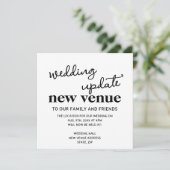 Nieuwe locatie bruiloft update Wijziging van plann Aankondiging (Staand voorkant)