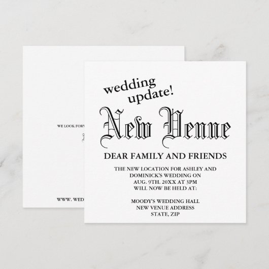Nieuwe locatie Gothic Wedding Update Wijziging van Aankondiging (Voorkant / Achterkant)