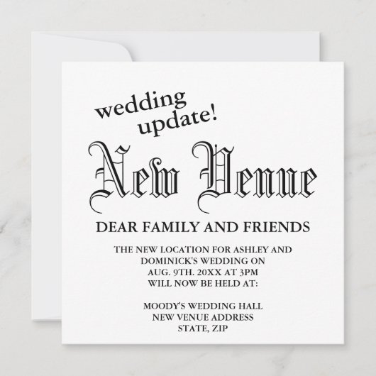 Nieuwe locatie Gothic Wedding Update Wijziging van Aankondiging (Voorkant)
