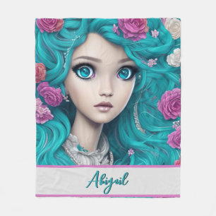 Nieuwe Londense Prinses met Turquoise Haar en Ogen Fleece Deken