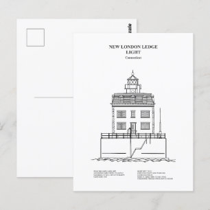 Nieuwe London Ledge Lighthouse - Connecticut - BD Briefkaart