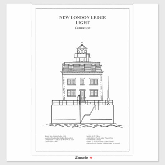 Nieuwe London Ledge Lighthouse - Connecticut - BD Sticker (Vel)