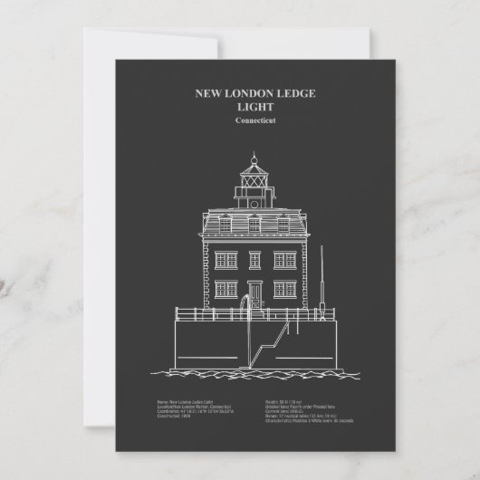 Nieuwe London Ledge Lighthouse - Connecticut – PD Bedankkaart (Voorkant)