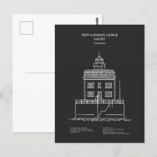 Nieuwe London Ledge Lighthouse - Connecticut – PD Briefkaart