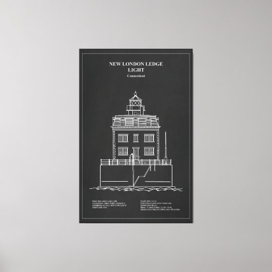 Nieuwe London Ledge Lighthouse - Connecticut – PD Canvas Afdruk (Voorkant)
