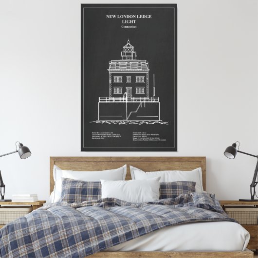 Nieuwe London Ledge Lighthouse - Connecticut – PD Canvas Afdruk (Insitu (Slaapkamer))