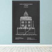 Nieuwe London Ledge Lighthouse - Connecticut – PD Canvas Afdruk (Insitu (Houten vloer))