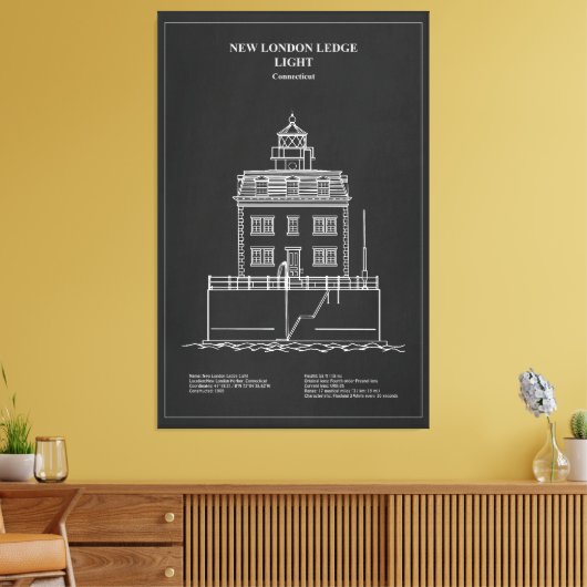 Nieuwe London Ledge Lighthouse - Connecticut – PD Canvas Afdruk (Insitu (Woonkamer))
