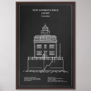 Nieuwe London Ledge Lighthouse - Connecticut – PD Foto Afdruk