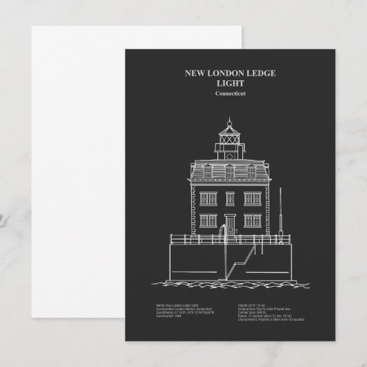 Nieuwe London Ledge Lighthouse - Connecticut – PD Notitiekaartje (Voorkant / Achterkant)