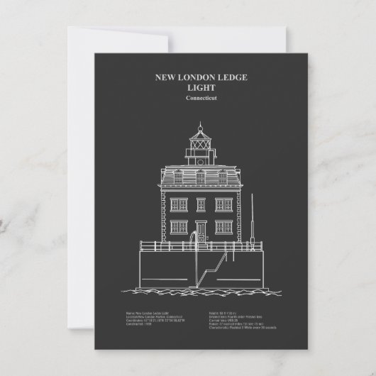 Nieuwe London Ledge Lighthouse - Connecticut – PD Notitiekaartje (Voorkant)