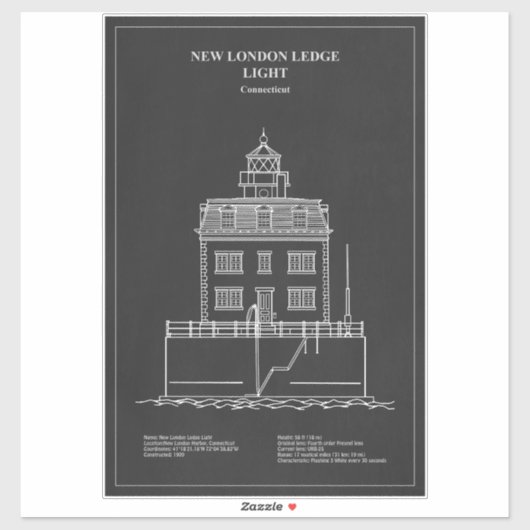 Nieuwe London Ledge Lighthouse - Connecticut – PD Sticker (Vel)