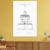 Nieuwe London Ledge vuurtoren - Connecticut - BD Canvas Afdruk (Insitu (Woonkamer))