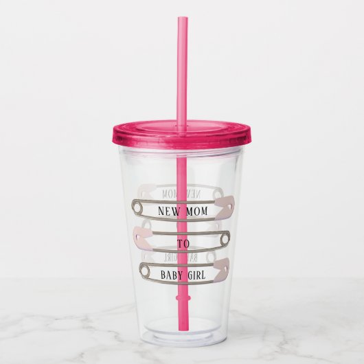 Nieuwe mam aan babymeisje: luierpapier met acryltu acryl drinkbeker (Voorkant)