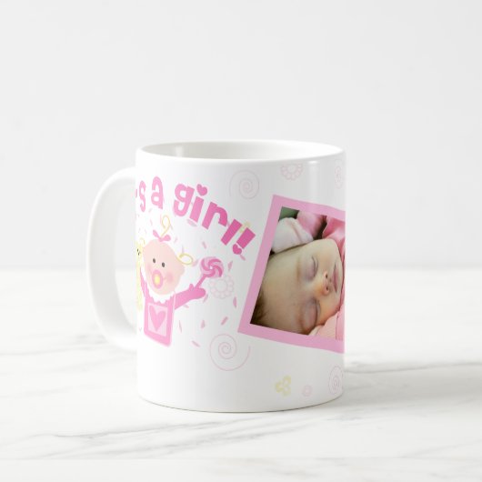 Nieuwe mam Baby Girl Aangepaste Foto Mok (Voorkant links)