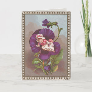 Nieuwe mam Baby Girl en Pansy PaasKaart Kaart